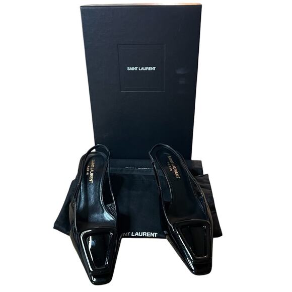 Saint Laurent Tom Slingback Pump 60 Black Patent Leather  NEW EU 35.5 US 5.5 - Picture 2 of 16